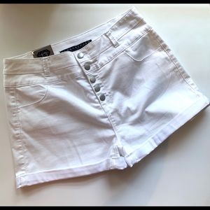 White high waist button shorties sz 13 Juniors